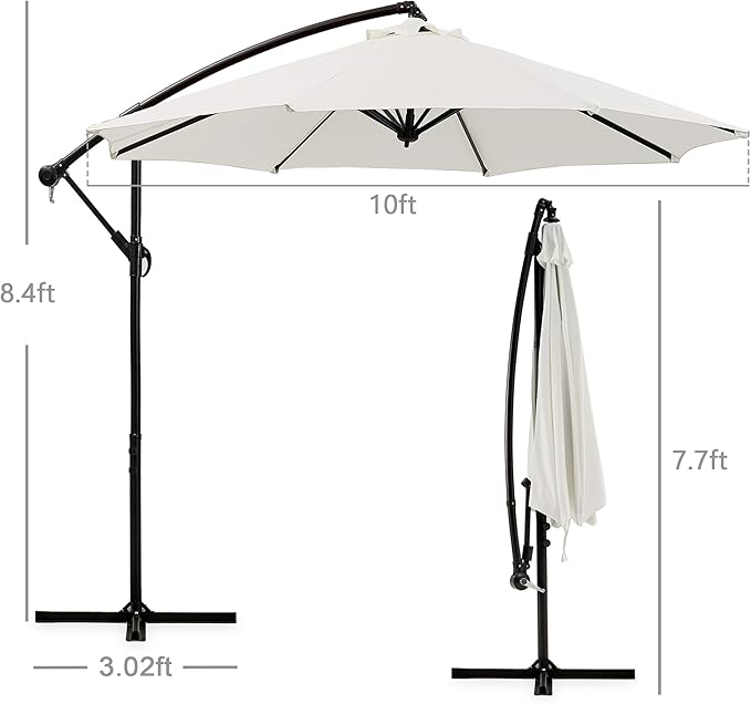 VECELO 10ft Offset Patio Umbrella, Cantilever Umbrella, Hanging Outdoor - Image 7