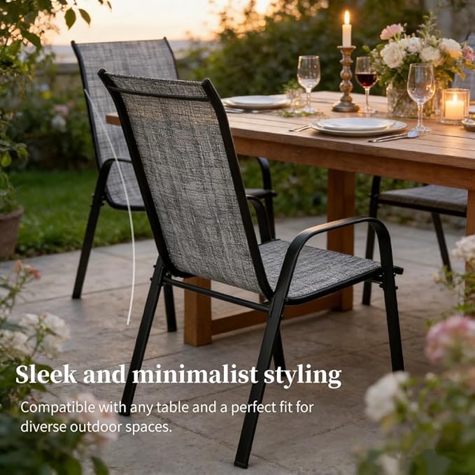 MAMIZO Patio Dining Chairs, Stackable All Weather Teslin Chair, Heavy Duty - Image 6