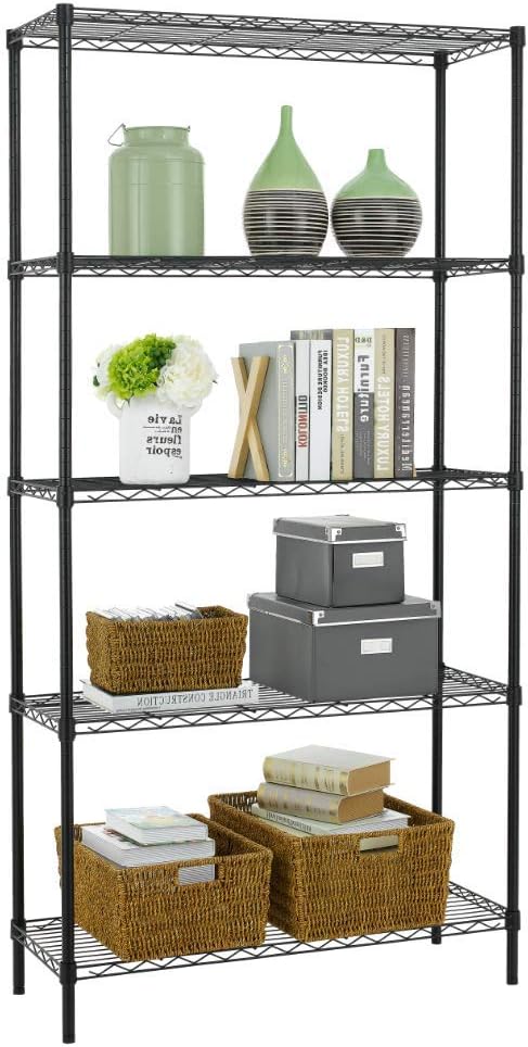 BestOffice | 5-Tier Wire Storage Shelves | 36x14x72 | Black | by BestOffice