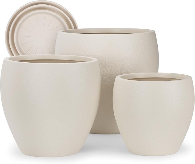 Plant Pots 17.5/14.8/12.2 inch Set of 3, Flower Pots by AFamilyofGardenLovers