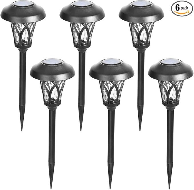GIGALUMI 6 Pack Solar Pathway Lights Outdoor, Metal Glass & ABS Solar Landscape by GIGALUMI