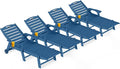 Outdoor Lounge Chair Set of 4, All Weather Patio Chaise Lounge Chair by CIOKEA