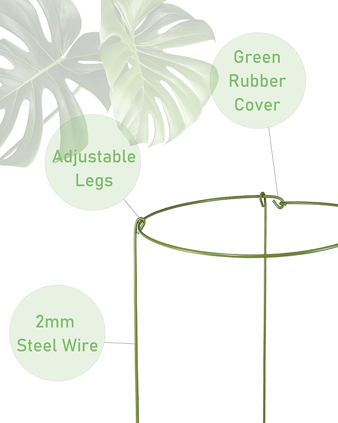 5 Pack Plant Support Stakes, Adjustable Plant Ring Cages - Image 3