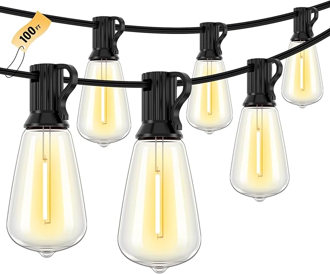 Doukegde 100FT LED Outdoor String Lights, 2700K LED Patio Lights Outdoor by Doukedge