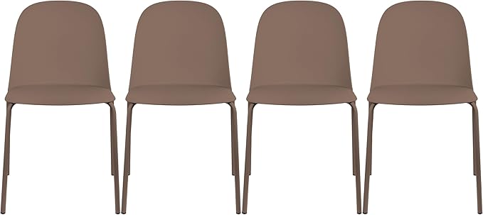 2xhome Set of 4 Modern Stackable Armless Dining Chairs | Plastic Shell Seat by 2xhome