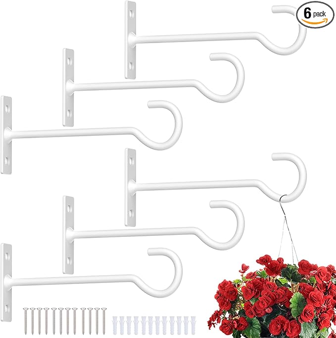 6Pack Plant Hook for Hanging Plant Bracket 6inch Metal Plant Hook Decorative by QTJUST