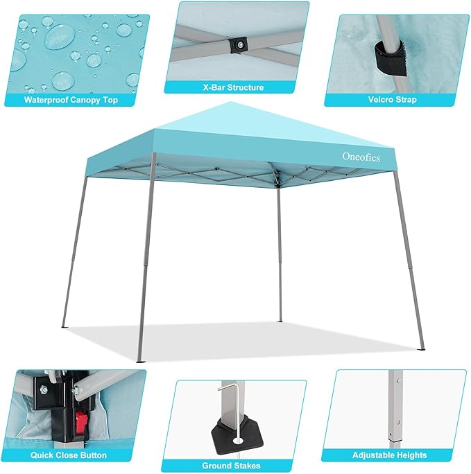 Canopy Tent, 10X10 FT Pop Up Canopy Outdoor Instant Tent Slant Legs - Image 2