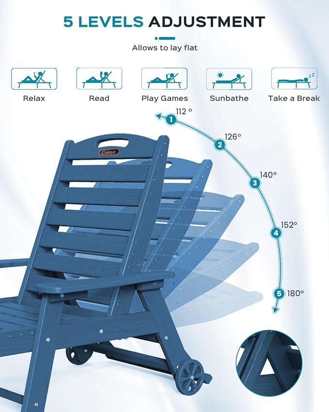 Outdoor Lounge Chair Set of 4, All Weather Patio Chaise Lounge Chair - Image 4