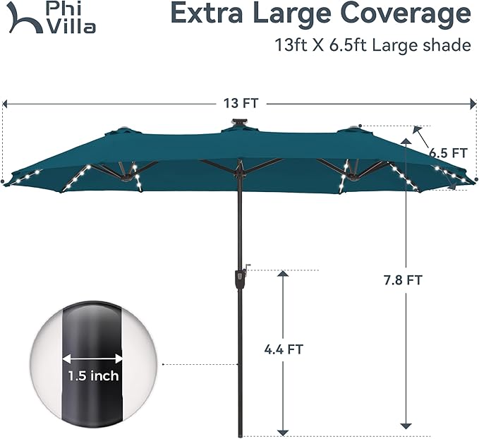 PHI VILLA 13ft Patio Umbrella - Image 6