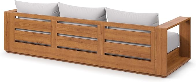 Modway Tahoe Acacia Wood Outdoor Patio Sofa in Natural Light Gray - Image 4