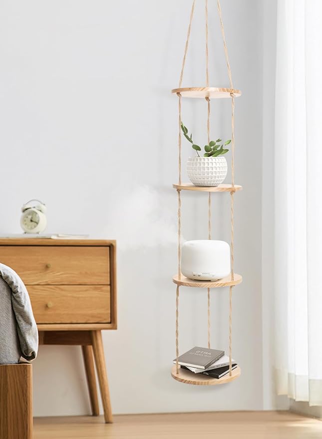 Hemp Rope Hanging Plant Shelf from Ceiling - Image 8
