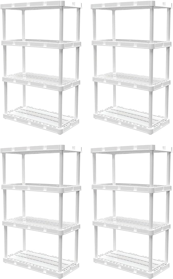 Gracious Living 4 Pack Light Duty Storage Shelves, Knect-A-Shelf 4-Shelf by GraciousLiving