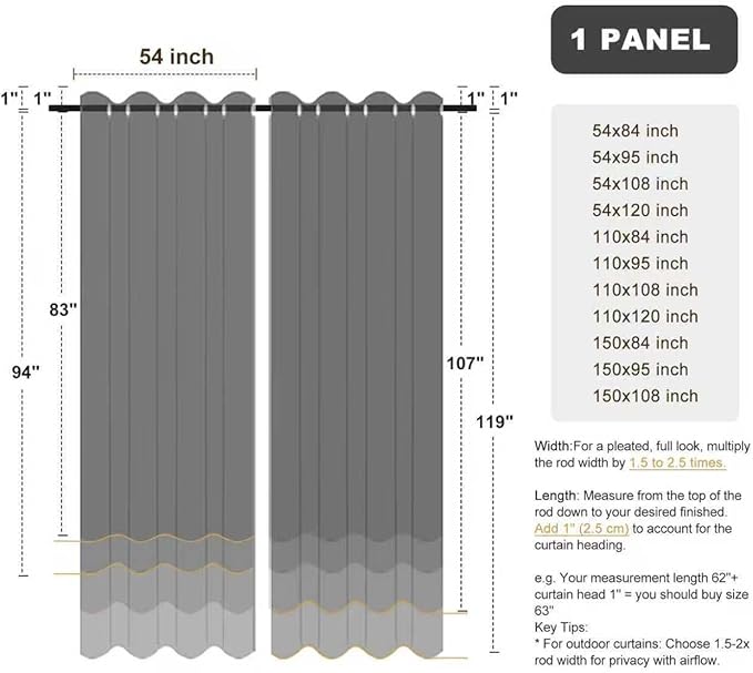BONZER Outdoor Curtains for Patio Water Resistant Heavy Privacy Light Filtering - Image 9