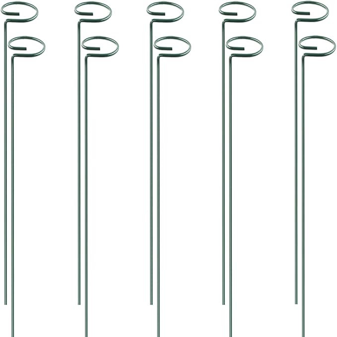 HiGift 10 Pack 24 inch Plant Stakes and Supports, Metal Flower Stakes by HiGift