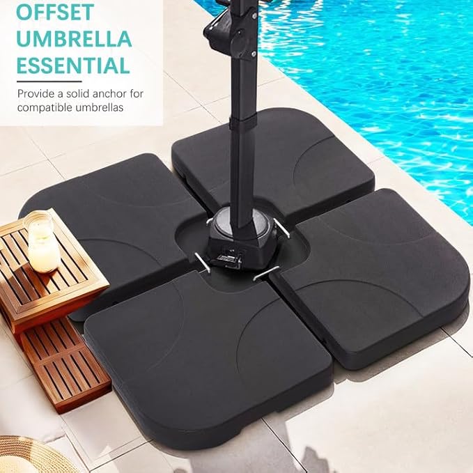 VECELO 4-Piece Heavy-Duty Cantilever Offset Patio Umbrella Base/Stand Outdoor - Image 2