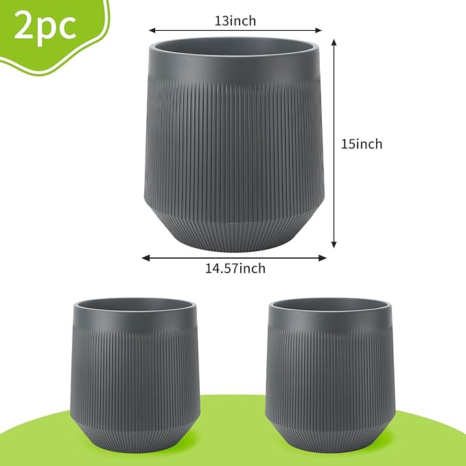 Plant Pots，Set of 2 Plastic Large Pots - Image 3