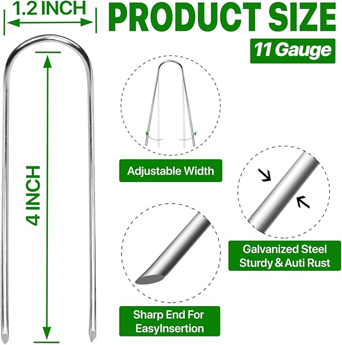 U Shape Garden Stakes 50 Packs 4 Inch 11 Gauge Irrigation Tubing Stakes - Image 2