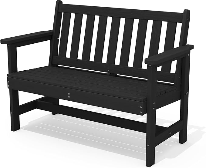 SERWALL Outdoor Bench, HDPE Outdoor Benches Weatherproof, 2-Person Garden Bench by SERWALL