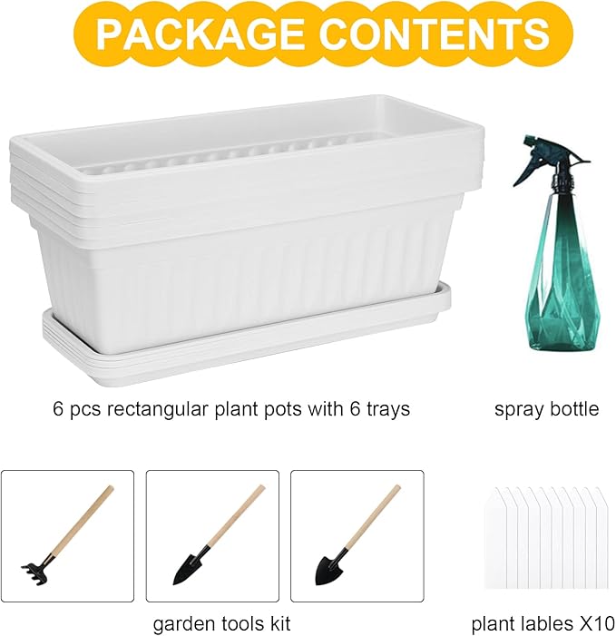 6 Packs Window Box Planter, 17 Inches Flower Window Box Rectangular Plastic - Image 3