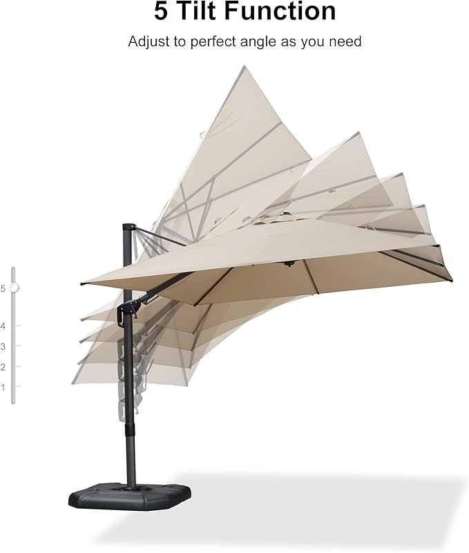 PURPLE LEAF 10' X 10' Left-right Tilting Patio Umbrella Outdoor Cantilever - Image 8