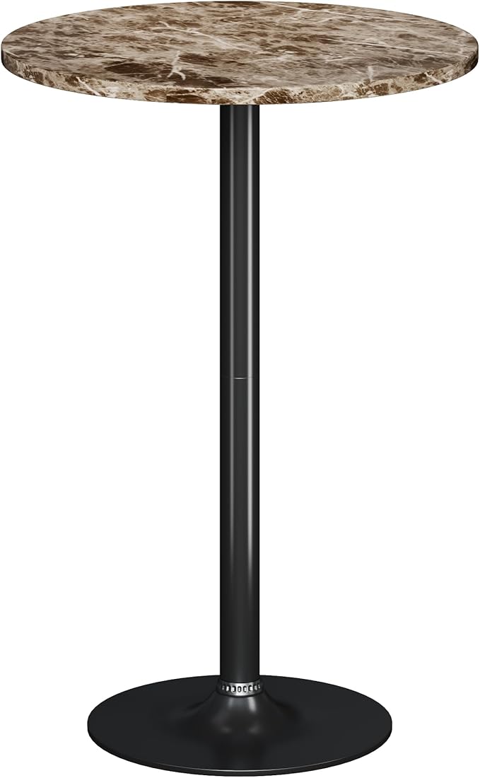 Flamaker Round Bistro Pub Table Modern Style Metal Base MDF Top Cocktail Bar by Flamaker