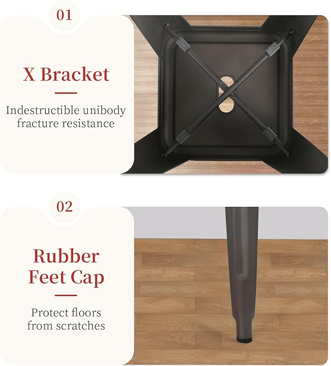 FDW Metal Bar Stools Set of 4 Counter Height Bar Stools 24 Inches Industrial - Image 8
