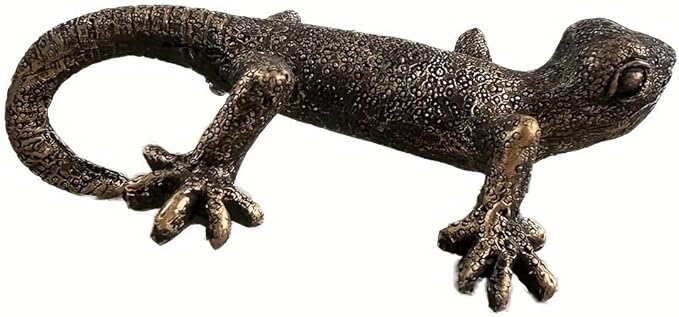Vintage Bronze Gecko Planter Pot Hugger Flower Figurine – Resin Climbing Lizard - Image 6