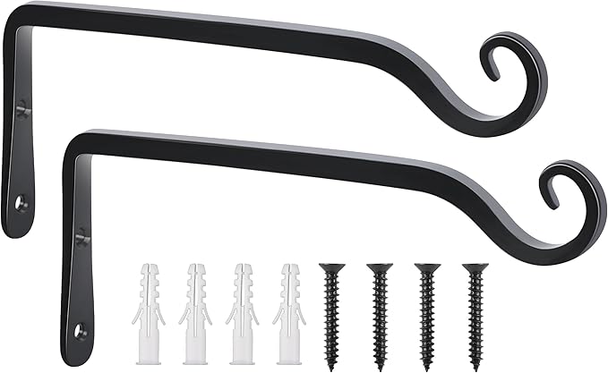 FEED GARDEN Wall Hook Hanging Plant Bracket 10 Inch 2 Pack, Hand-Forged Plant by FEEDGARDEN