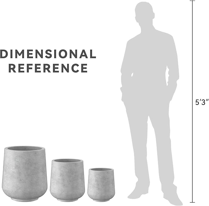 Kante 15.3"+11.6"+8.2" Dia Round Concrete Planter, Large Outdoor Indoor Planter - Image 7