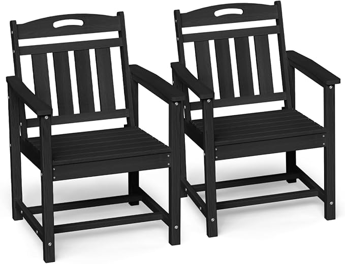 Ciokea HDPE Outdoor Patio Dining Chairs Set of 2, All-Weather Porch Chair by CIOKEA