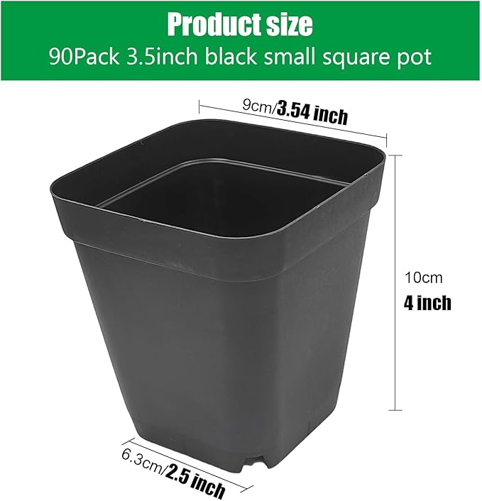 Square Nursery Pots 3.54Inches 90 Pcs Seedling Flower Post Plastic Thick Seed - Image 2