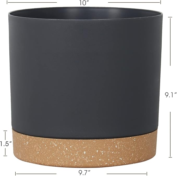 kubvici Plant Pots for Indoor Plants, 2 Pack 10 Inch Plant Pot Plastic Flower - Image 2