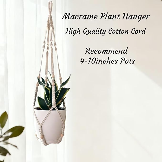 Macrame Plant Hanger for 4-12 Inch Pot Indoor Crochet Hanging Plant Holder - Image 5