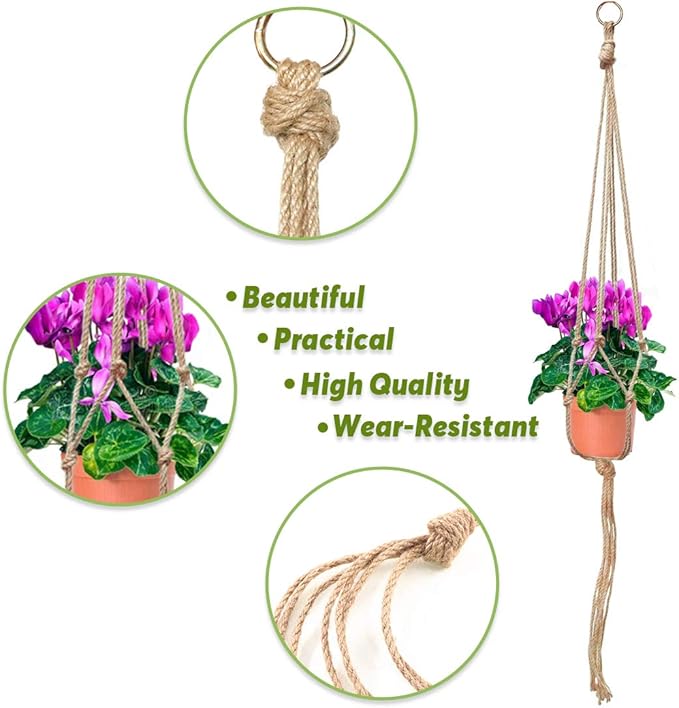 Keadic 6Pcs Macrame Plant Hanger, 3 Sizes Indoor Hanging Plant Holder Hanging - Image 6