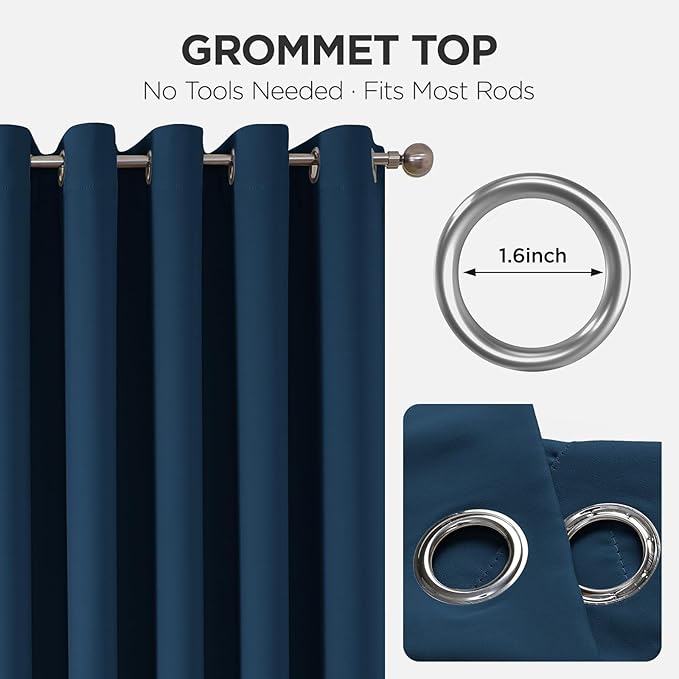 Joydeco Blackout Patio Sliding Door Curtains 108 Inches Long, Grommet Privacy - Image 7