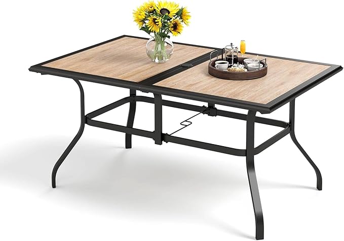 PHI VILLA Outdoor Dining Table for 6, Modern Long Furniture for Patio by PHIVILLAThepioneerofcomfortablehouseholdsupplies