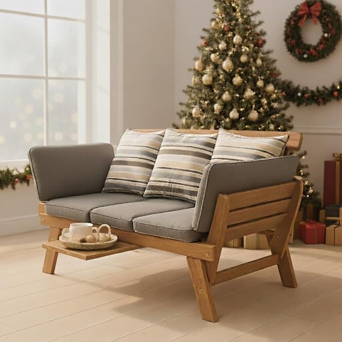 IDZO Amelie Eucalyptus Convertible Outdoor Sofa, 750lbs Capacity Patio Couch - Image 7