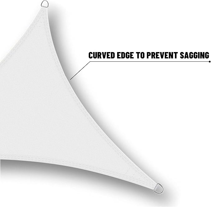 SUNNY GUARD Waterproof Sun Shade Sail 10' x 10' x 14' White Triangle UV Block - Image 4