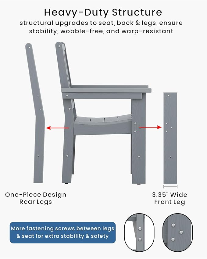 5-Piece Outdoor Dining Set, HDPE All-Weather Patio Table and Chairs Set - Image 5