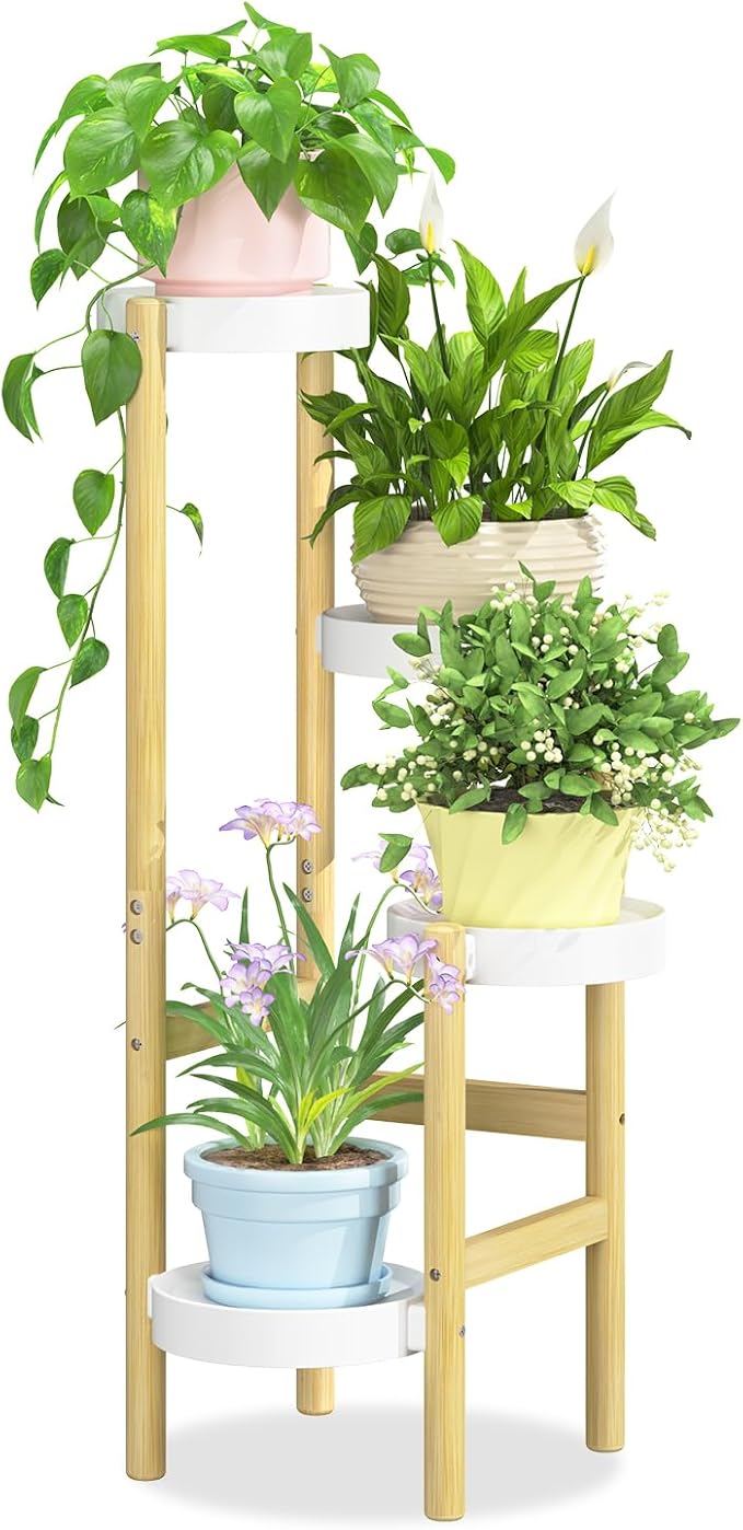 iDavosic.ly 4 Tier Bamboo Plant Stand Indoor Outdoor by iDavosicly