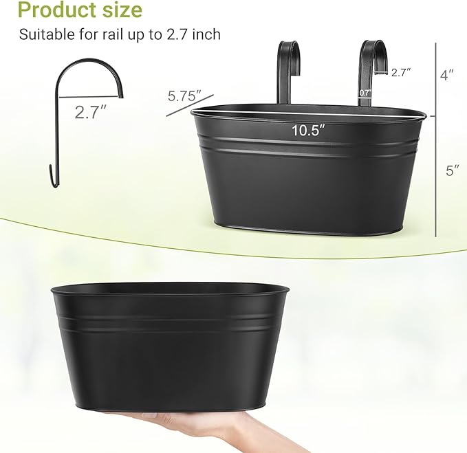 Dahey 10.5 Inch Metal Iron Hanging Flower Pots - Image 3