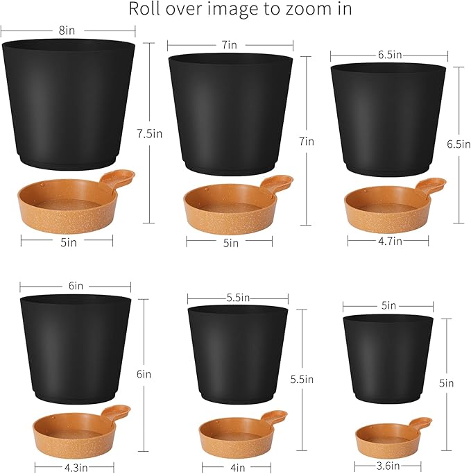 GARDIFE Plant Pots 8/7/6.5/6/5.5/5 Inch Self Watering Planters - Image 3
