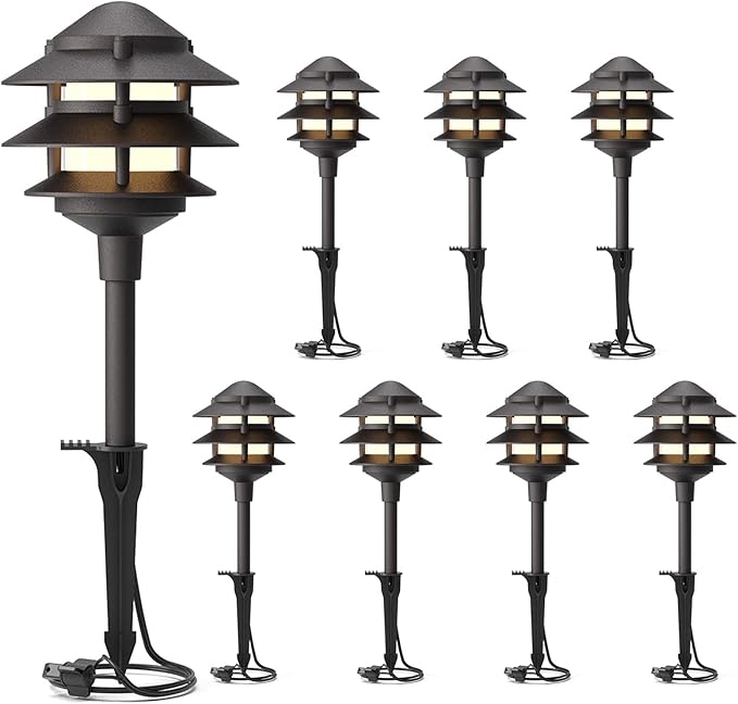 GOODSMANN Landscape Lighting 8PK Pathway Lights Low Voltage 2.2 Watt LED 12V AC by GOODSMANN