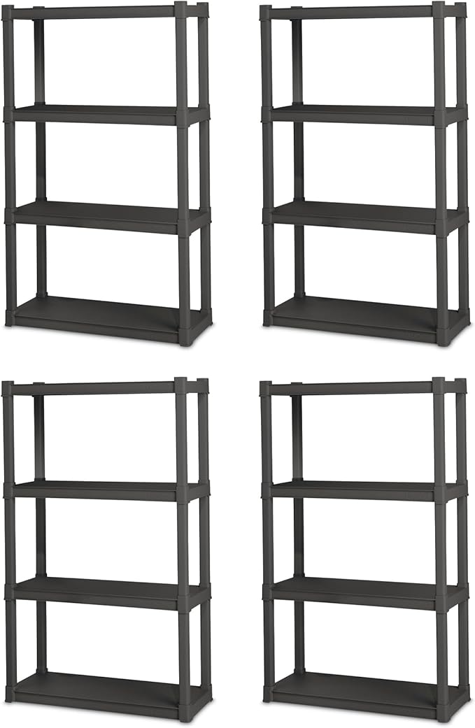 Sterilite 4-Pack 4 Shelf Unit, Heavy-Duty Shelving Storage and Utility Rack by Sterilite