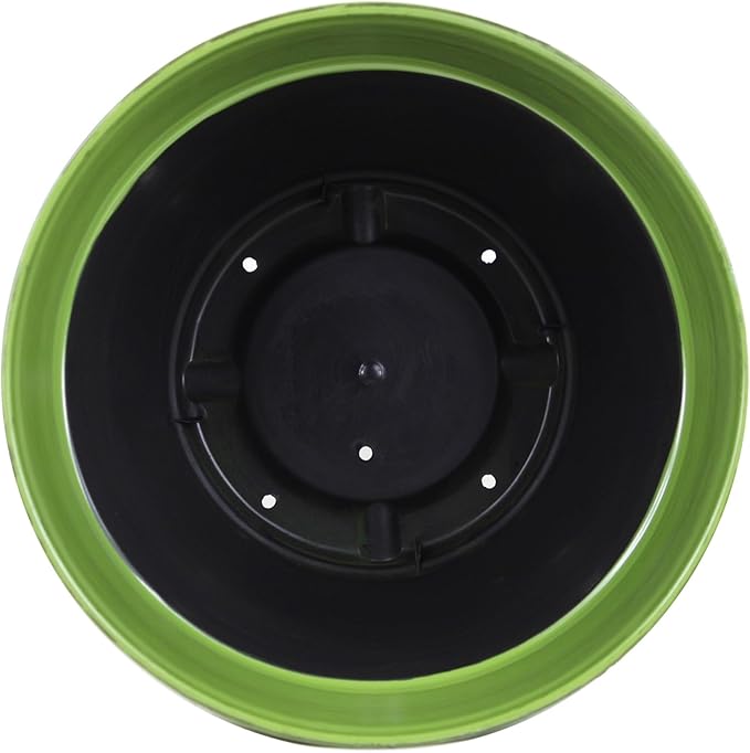 Garden Elements Indoor/Outdoor Glazed Brushed Happy Plastic Planter, Dark Green - Image 3