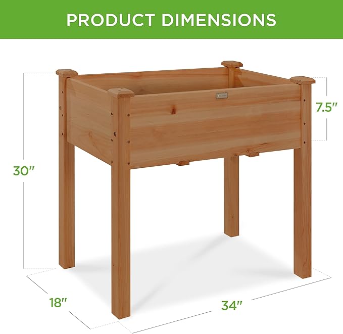 Best Choice Products 34x18x30in Raised Garden Bed, Elevated Wood Planter Box - Image 7