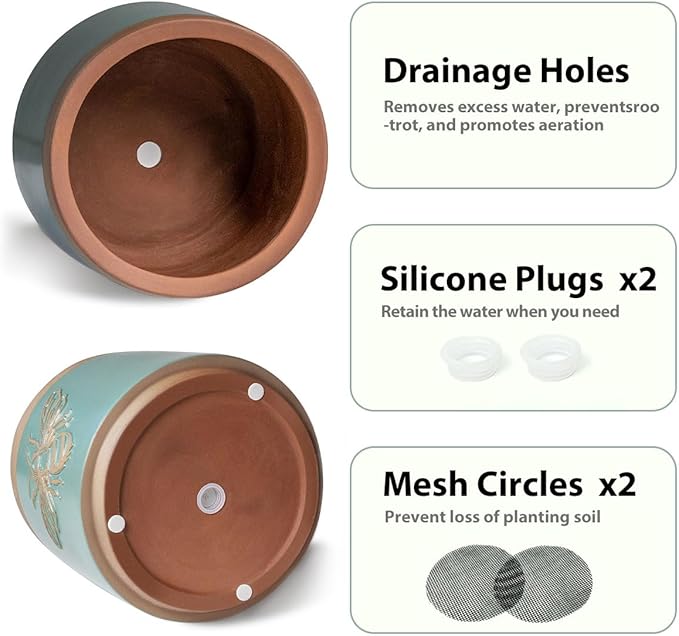 YBX Terracotta Pots with Drainage Holes, Bee Decor, Planter - Image 3