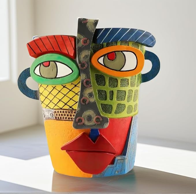 Picasso Abstract Face Flower Pot, Unique Resin Crafted Planter - Image 5