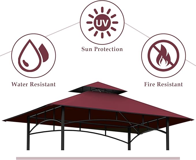 Grill Gazebo Replacement Top, 5 * 8 Outdoor BBQ Top Cover, Double Layer BBQ - Image 2