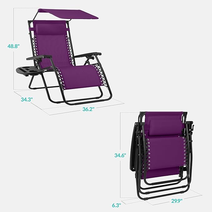 Best Choice Products 30” Wide Folding Zero Gravity Outdoor Recliner Patio - Image 2
